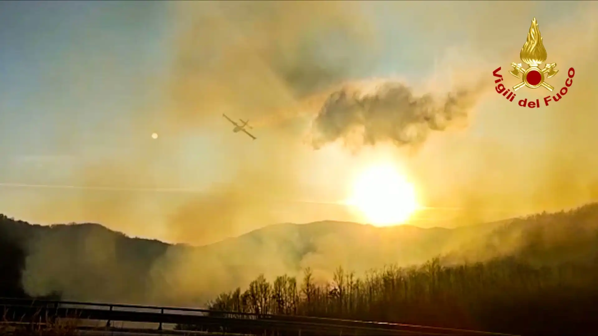 Roccasicura: a fuoco bosco. Interviene un Canadair.